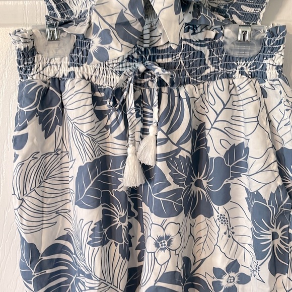 Ron Jon Tube Top & Jogger Outfit, Medium, Blue, White Palm print. 100% rayon - Picture 3 of 5